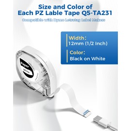 LT12 Label Maker Tape Compatible with DYMO LetraTag Label Maker Refills Paper 91330 Tape for DYMO Letra Tag 100H LT-100T Plus LT110T, 1/2 in x 13 Ft (12mmx4m),Blakc on White,3-Pack TA231