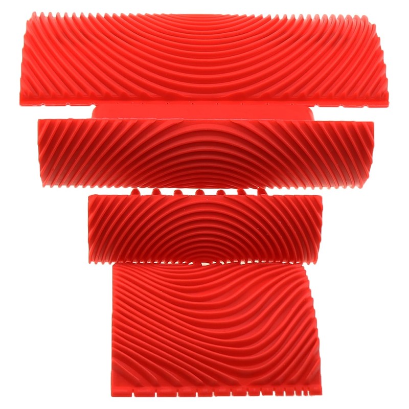Heyous 4PCS Red Rubber Simulated Wood Grain Painting Tool Pattern