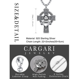 Cargari Claddagh Cross Urn Necklace for Ashes 925 Sterling Silver Celtic Knot Cross Urn Pendant Cremation Necklace Ashes Keepsake Memorial Jewelry Gifts for Men Father Husband