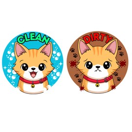 DealChase Orange Cat 3.5x3.5 inch Dishwasher Clean Dirty Magnet Sign for Kitchen, Cat Lovers