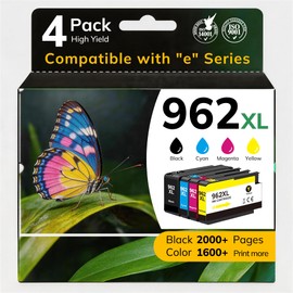 RocRow 962 XL Ink Cartridges Compatible for Printers 962XL Ink Cartridges Combo Pack 962 Ink Work for Officejet Pro 9015e 9025e 9018e 9012e 9010 9015 9018 9020 Printers Black and Color 4pack