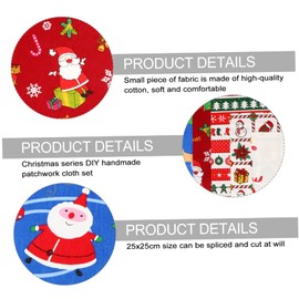 OHPHCALL 5pcs Christmas Cotton Fabric for DIY Patchwork Quilting Pre Cut Pure Cotton Cloth with Various Patterns for Crafting Cushions Home Decor
