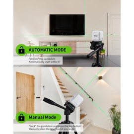 Firecore Laser Level with Tripod, Self Leveling Laser Level Green Cross Line Laser Leveler Tool for Picture Hanging Wall Tile Home Renovation Indoor Projects, Carry Pouch and Battery Included