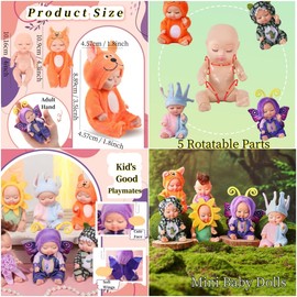 TISDEN 4 Inch Mini Baby Dolls 6pcs Set Cute Realistic Baby Dolls Toys with Handmade Doll Clothes for Suitability Kids 3 and up Forest