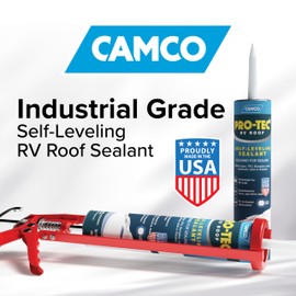 Camco Self-Leveling Camper/RV Roof Sealant - Designed to Seal EPDM Rubber, TPO, Fiberglass, Wood & More - Seal Along Roof Edges, Vent Pipes & Air Vents - 10.1 Fl Oz (41464)
