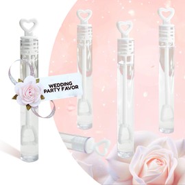 GIFTEXPRESS 96 pcs 4.2" White Heart Bubble Wands, Party Favors for Weddings Supplies, Valentine's Day, Party and Anniversaries (96 Pack)