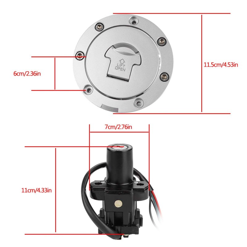 Qiilu Ignition Switch Fuel Gas Seat Lock Key Set for