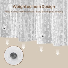 Carttiya Anti-Mould Shower Curtain, EVA Bath Curtain, No Odours, BPA-Free, Waterproof, Antibacterial