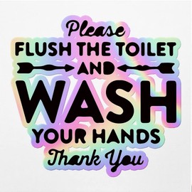 Holographic Decal Stickers of Please Flush The Toilet Premium Waterproof Vinyl Decal Stickers for Laptop Phone Accessory Helmet Car Window Mug Tuber Cup Door Wall Decoration ANDVER3751151HO