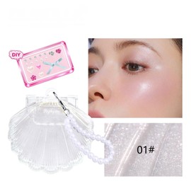 Shell Design Multi-Cream Eyeshadow Seashell Shape Cream Balm Teak Highlight 3-Way Pearl Glitter 3-Dimensional Glossy Skin Natural Daily #01 Shimmering White Shells
