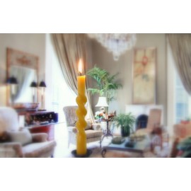 BCandle 100% Pure Beeswax Spiral Twist Taper Candles (Set of 2) Organic - 10 Inches Tall, 5/8 Inch Diameter, Hand Made