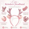 Pink Reindeer Antler Headband Glitter Bow Elk Bells Hair Hoop