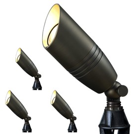 Gardencoin Solid Brass Outdoor Landscape Spotlights, 12V Low Voltage Directional LED Light Waterproof for Garden Uplighting, Bronze Yard Accent Lighting Fixture Without Bulb (Classic, 4 Pack)