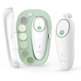 Momcozy - Lima de Uñas Para Bebé, Eléctrica, Recargable, Cortaúñas para Bebé, Con Luz Nocturna, 7 Almohadillas para Orejas de Repuesto para Cabeza de Molienda, Color Verde