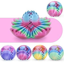 Gear Ball 3D Printed Fidget Toys for Adults Kids,Stress Relief Gear Sphere Spin Cube Gearsphere Anxiety Relieving Desk Toy,Gifts for Easter Birthday (Green Purple, 3.1 Inch)