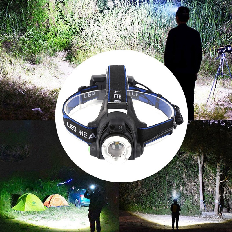 LED Headlamp USB Rechargeable Head Light Flashlight for Outdoor Camping