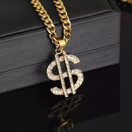 Dollar Sign Pendant Chain Necklace Hip Hop Fashion Jewelry Bling 95-1