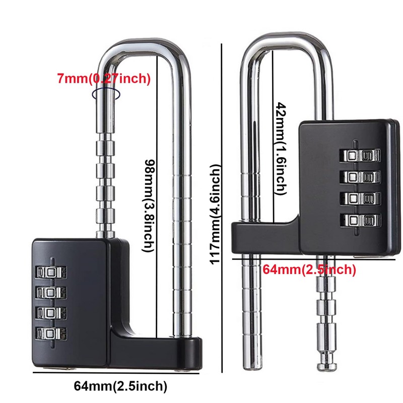 Cabinet Combination Padlock, U Shaped Stainless Steel Gym Locker Lock