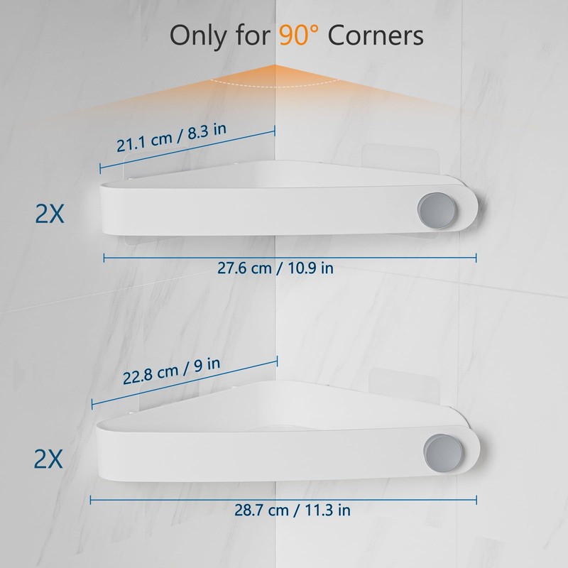 Sotfamily Plastic Shower Caddy Corner (For 90° Only), 4 Pack