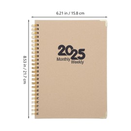 Operitacx 2025 Wochenplaner Braunes Notizbuch Akademischer Jahresplaner Tragbarer Notizblock Tagesplaner-notizbuch Kalenderplaner Büro-notizblock Schreibbuch Brown Einband Aus Kraftpapier
