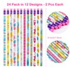 Kesote 24 Pack Easter Pencils Bulk 12 Patterns Easter Pencil