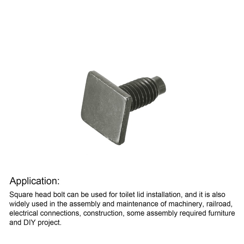 sourcing map Square Head Bolt, 10pcs M6x15mm Fully Thread Carbon