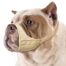 Mayerzon Short Snout Dog Muzzle, Small Muzzle for Chihuahua Shih Tzu American Bully Boxer Puppy, Soft Fabric Mouth Cover for Grooming Vet Visits, Prevent Biting Chewing Fighting