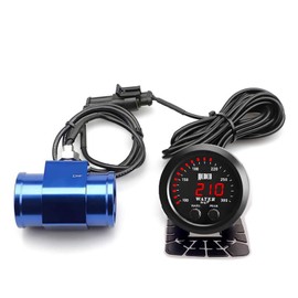 ZHSYMX Universal 52mm Water Temperature Gauge 100-300F(38-150C) Electronic Red Digital LED DC12V/24V for Car Automotive with Joint Pipe Radiator Sensor Adaptor Blue 32MM