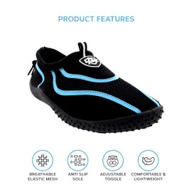 Aqua Shield Womens Beach Pool Sea Swimming Toggle Slip On Aqua Water Socks Surf Shoes, 7 UK, Black Blue