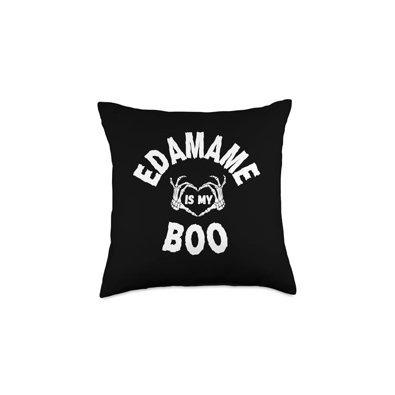 Edamame Is My Boo Skeleton Hands Throw Pillow