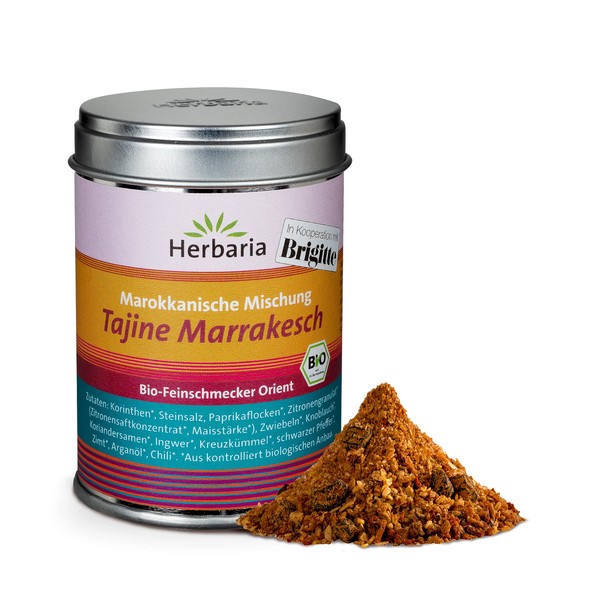 Herbaria Tagine Marrakech Organic 100 g M-Tin - Ready Organic Spice Mix for Moroccan Tajine Dishes with Exquisite Ingredients - in Sustainable Aroma Protection Tin