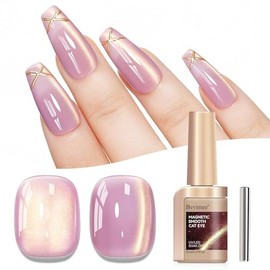 Esmalte De Uñas En Gel Efecto Ojo De Gato, Rosa Translúcido, Magnético, Brillante, Con Purpurina, Efecto Holográfico. Ideal Para Manicura Y Decoración