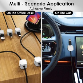 6 Pack Magnetic Cable Cord Clips, Organizer Cable Management Wire Holder Keeper Organizer for Organize USB Charger Cable Nightstand Organizer for Office, Car, Desk, Nightstand, Computer (White)