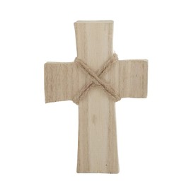 Creative Brands Faithworks-Hand-Carved Paulownia Wood Standing Cross, Small, Natural Finish