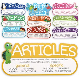 Parts of Speech Poster Bulletin Board Decorations for Classroom Schools and Homeschooling (16x7.5 in, 10 Pieces)