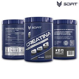 SCIFIT - CREATINA | 100% Creatina Monohidrato | 500 g | 100 Servicios x Envase | 5 g de Creatina x Servicio | Sin Grasas | Sin Carbohidratos | Hidratante Muscular | Incrementa Fuerza y Rendimiento para Entrenamientos | Suplemento Gym