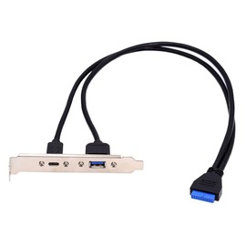 xiwai Dual Ports USB 3.0 & USB-C Type-C Female to 19/20Pin Header High Speed 5Gbps Data PCI-E Back Panel Cable for Computer Motherboards 50cm