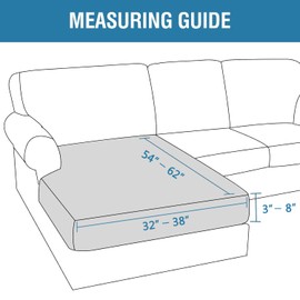 H.VERSAILTEX Velvet Stretch Individual Chaise Cover Sectional Couch Covers for L Shaped Sofa Both Left/Right Furniture Protector Seat Cushion Sofa Cover (1 Piece Chaise Cover, Grey)