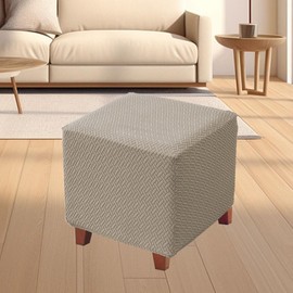 Bifaunvogel Ottoman Cover Square Jacquard Stretch Square Ottoman Slipcovers Thick Folding Storage Covers Square Footstool Protector with Elastic Bottom for Living Room S Khaki