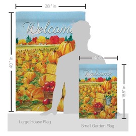 Breeze Decor FK113081-BO Pumpkin Patch Fall Harvest & Autumn Decorative Vertical Kit, 1 x House & 1 x Garden Flags, Thick Fabric