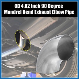 A ABSOPRO 1pcs OD 4 Inch 90 Degree Mandrel Bend Elbow SS304 Stainless Steel Bend Tube Exhaust Elbow Pipe for Car Modified Exhaust System 4" Piping Silver Tone Item Replacement