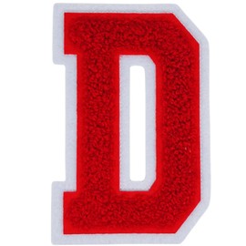 1 PCS 4.0" Red Chenille Letter Patch, Iron on Patches for Hats Clothes Bags Backpacks Jeans, Initial Patches Large Varsity Letter. (Letter D)