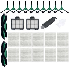 LOVECO Replacement Accessories Compatible for iRobot Roomba Vac Essential Robot Vacuum Q0120,Essential Robot Vacuum and Mop Combo Y0140,2 Main Brush,10 Filter, 2 Primary Filter, 10 Side Brush