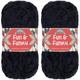 JubileeYarn Fun and Funky Yarn - Chunky Bamboo - Poodle Black - 2 Skeins