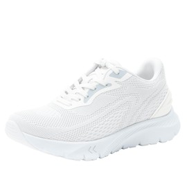 Alegria Women's Rize ReBounce Collection Lightweight Knit Upper Athletic Shoes White 8.5 M US