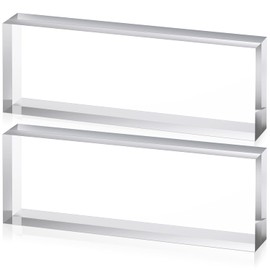 Yousoontic 2 Pcs Clear Acrylic Blocks for Display Blank Name Plate Block Cube Display Stand for Wedding Props Photography Scrapbooking Crafts (3 x 9 x 1.125 Inch)