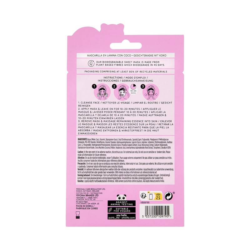 Oh K! Sheet Mask - Coconut - 1 Pc Face