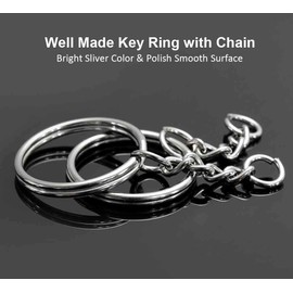 YHYZ Keychain Ring Set, 30pcs 1 Inch Splits Key Ring Hoops (25mm) with Chain + 30pcs Jumper Rings, Metal SSliver Keyring Chains, for DIY Craft Tassels Resin Art Jewellery Making Attachment (30 Sets)