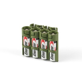 Storacell AA + AAA Combo Battery Storage Caddy (2 Pack), Military Green, Holds 4 AA + 4 AAA Batteries (Not Included), The Original Battery Caddy, Made in The USA