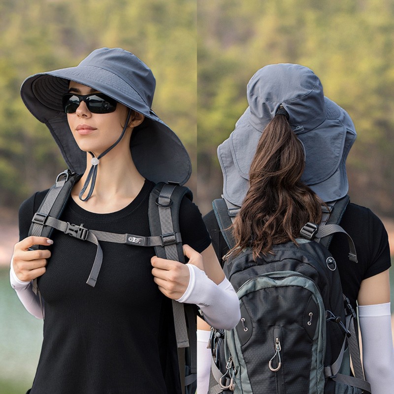 Women Sun Hat with Neck Flap Wide Brim UV Protection